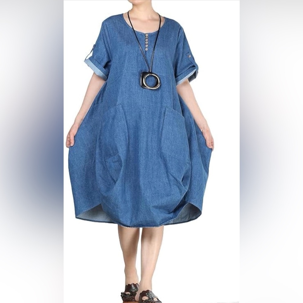 Amazon Blue Denim Tunic Dress - Picture 14 of 16